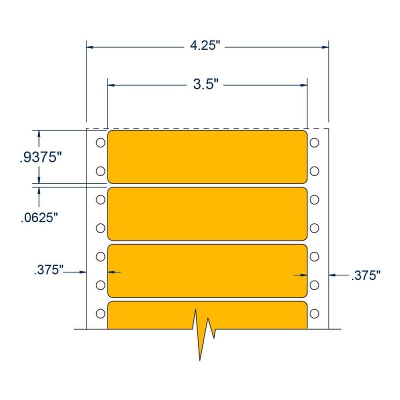 3.5" x 0.9375" One Across Fluorescent Orange pinfeed Address Labels (5000 Labels Per Carton)