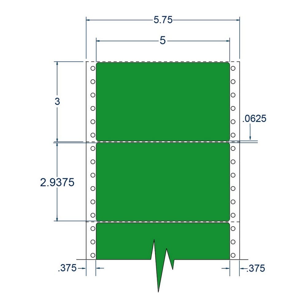 5" x 2.9375" One Across Fluorescent Green pinfeed Address Labels (2500 Labels Per Carton)