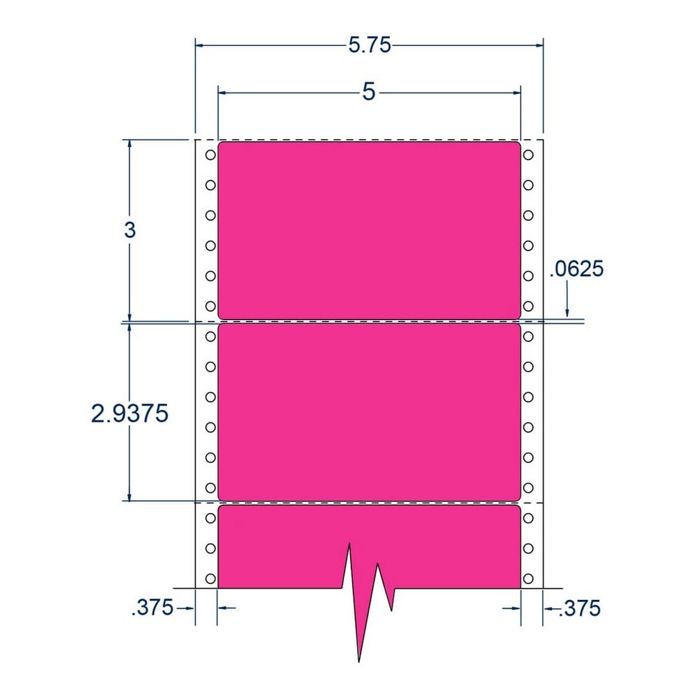 5" x 2.9375" One Across Fluorescent Pink pinfeed Address Labels (2500 Labels Per Carton)