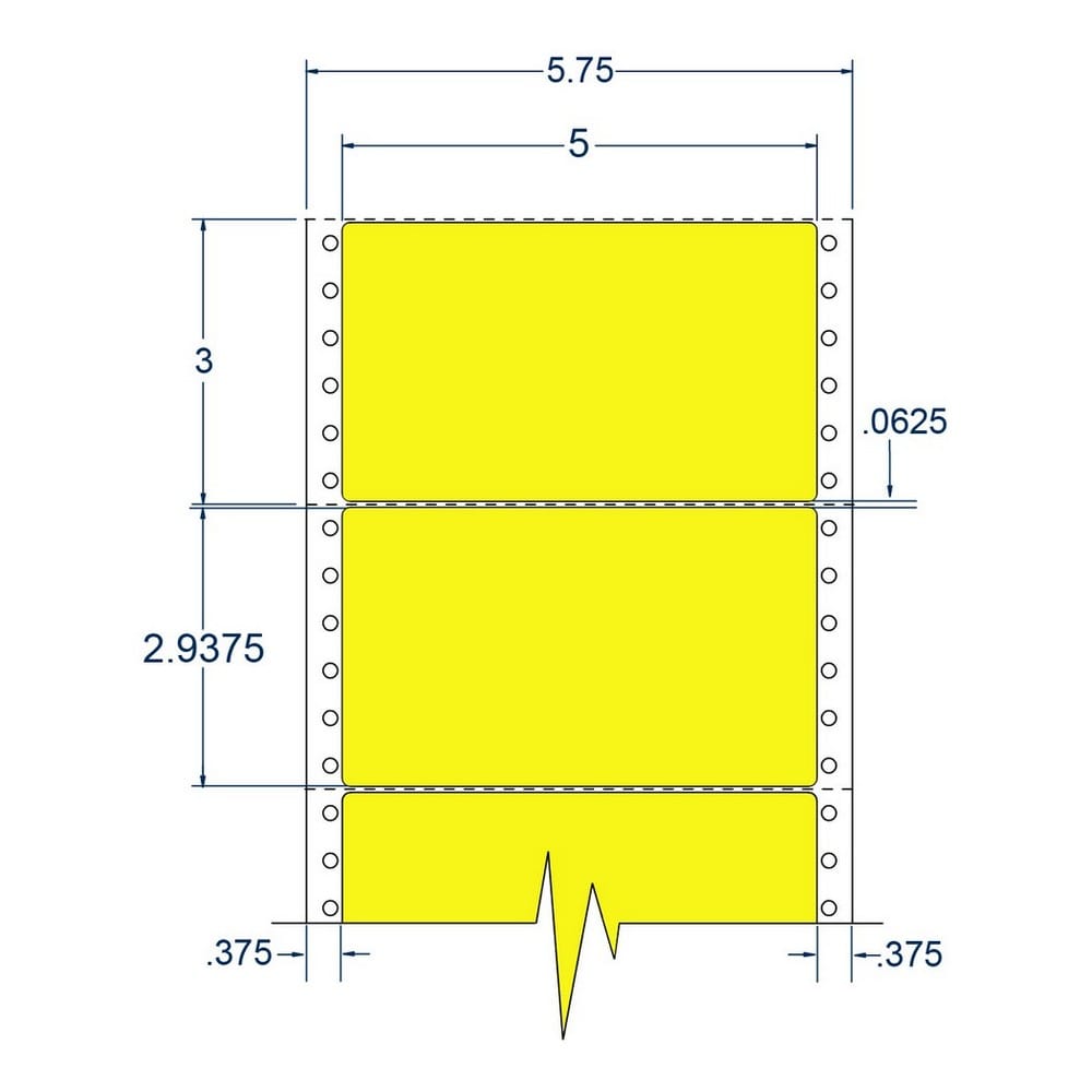 5" x 2.9375" One Across Fluorescent Yellow pinfeed Address Labels (2500 Labels Per Carton)