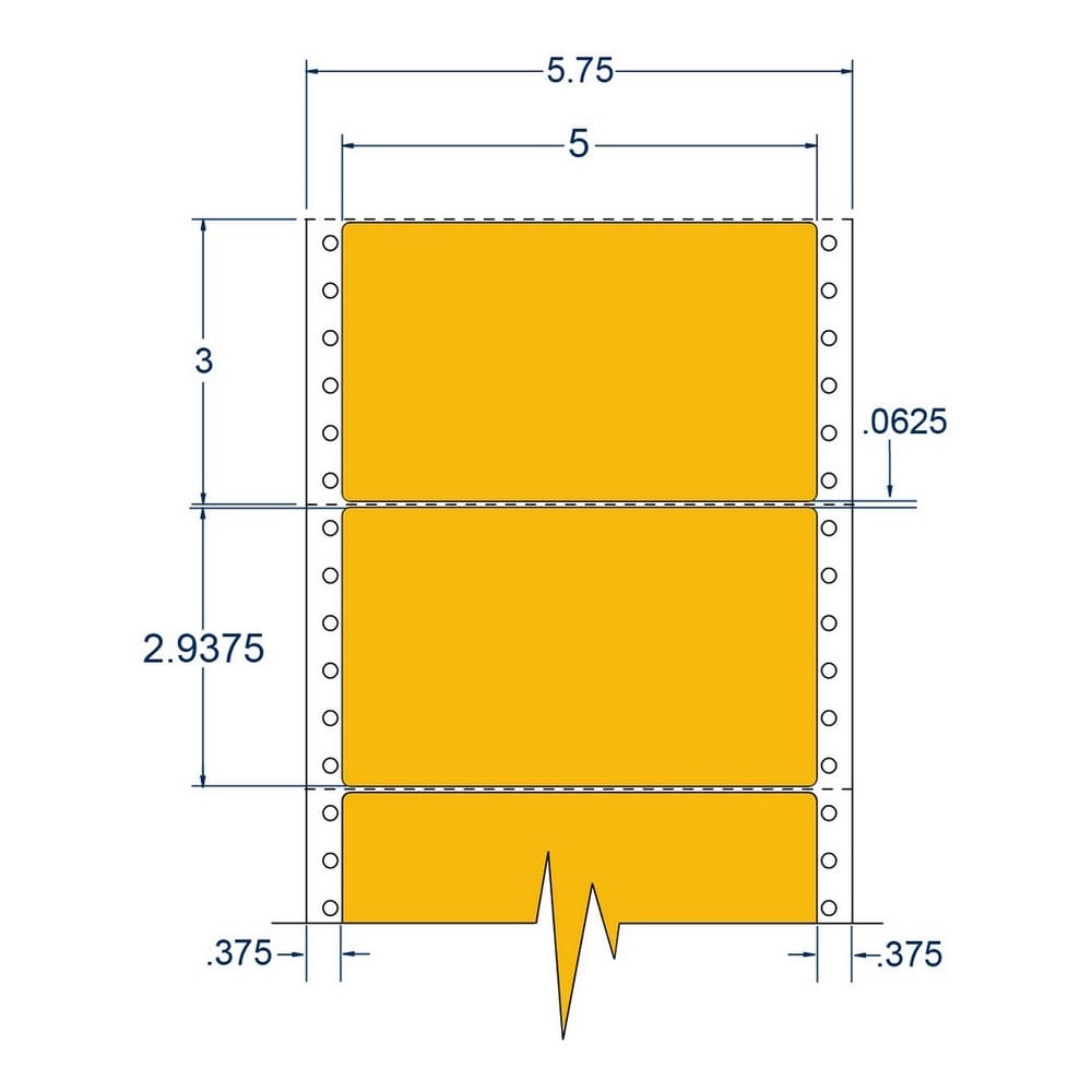 5" x 2.9375" One Across Fluorescent Orange pinfeed Address Labels (2500 Labels Per Carton) - Image 2