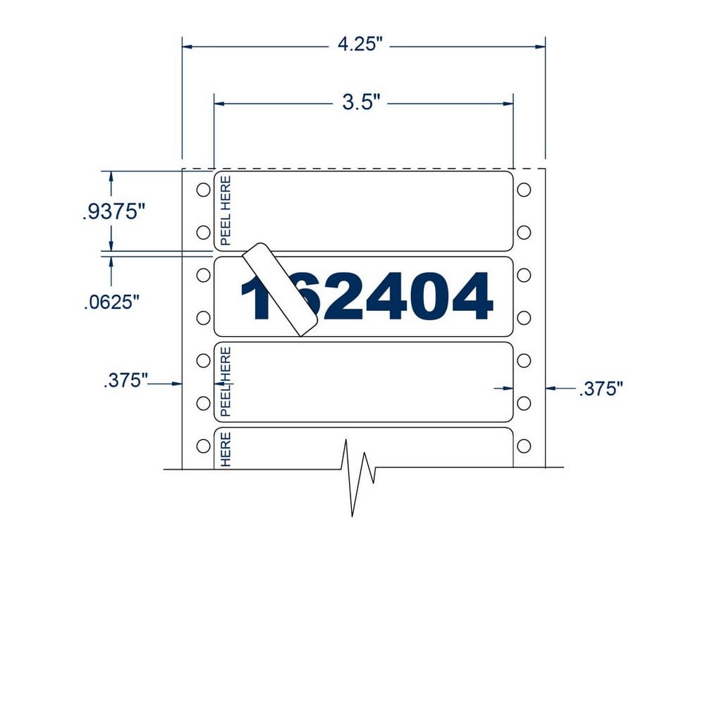 3.5" x 0.9375" White pinfeed Piggyback Address Labels (3000 Labels Per Carton) - Image 2