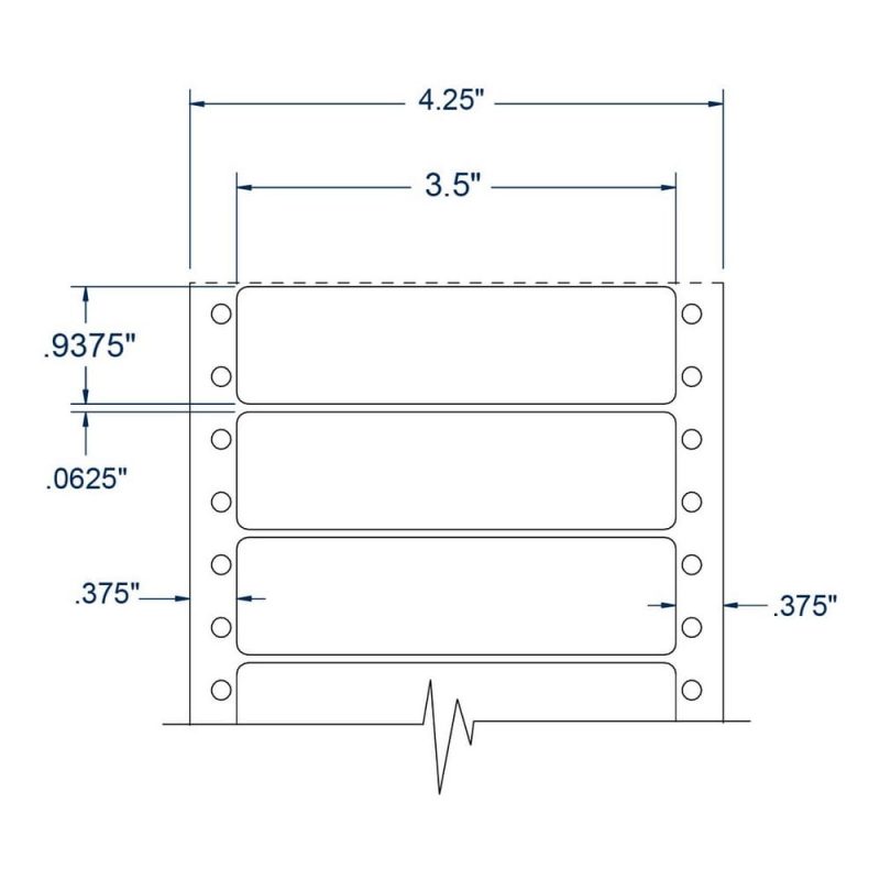 3.5" x 0.9375" One Across White pinfeed Diskette Labels, Removable Adhesive (5000 Labels Per Carton)