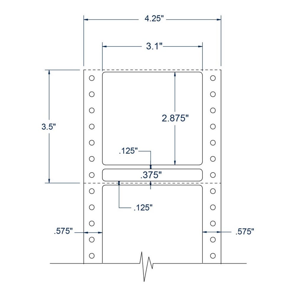 3.1" x 2.875" One Across White pinfeed Tape Reel Labels (2500 Labels Per Carton) - Image 2