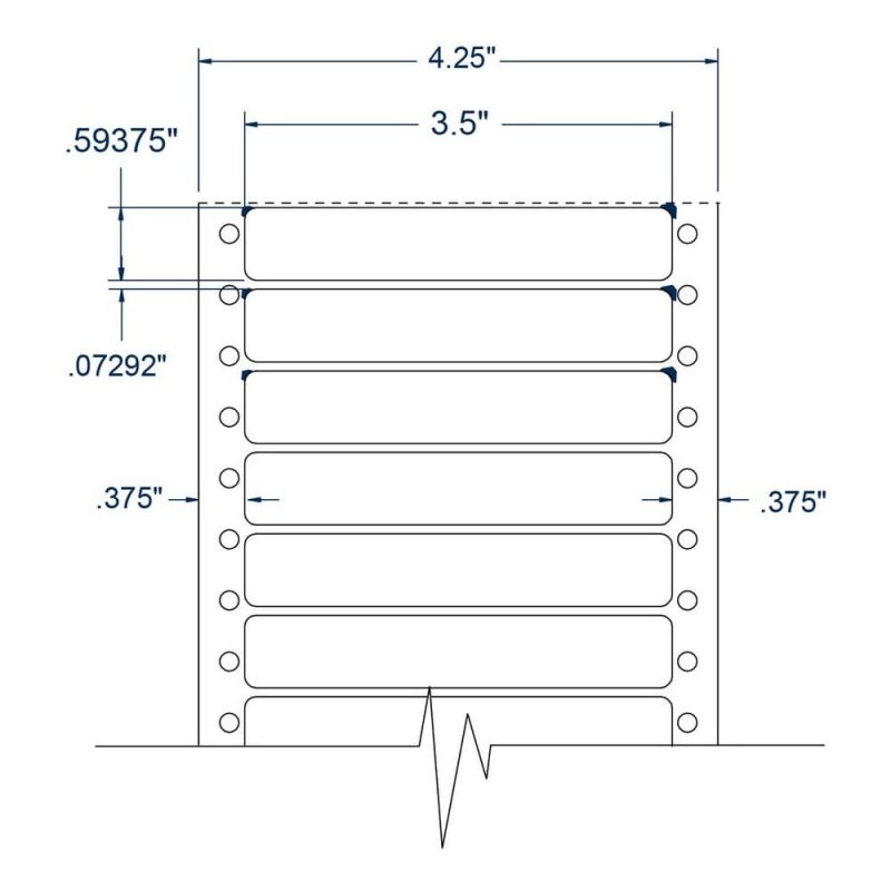 3.5" x 0.625" One Across White pinfeed File Folder Labels (5000 Labels Per Carton)