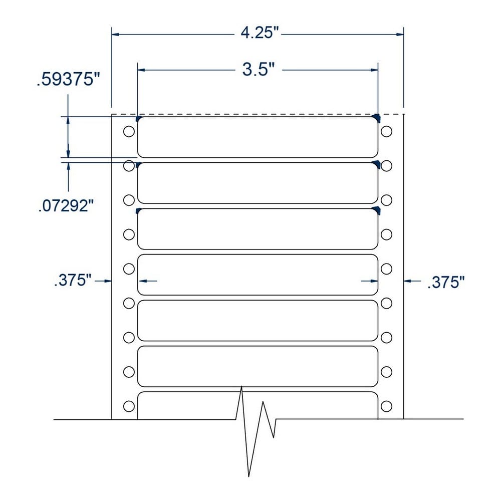 3.5" x 0.625" One Across White pinfeed File Folder Labels (5000 Labels Per Carton) - Image 2