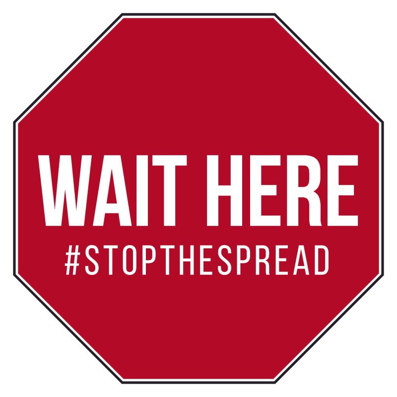 18" x 18" Octagon Wait Here Stop the Spread Floor Graphic (25 per Pack)