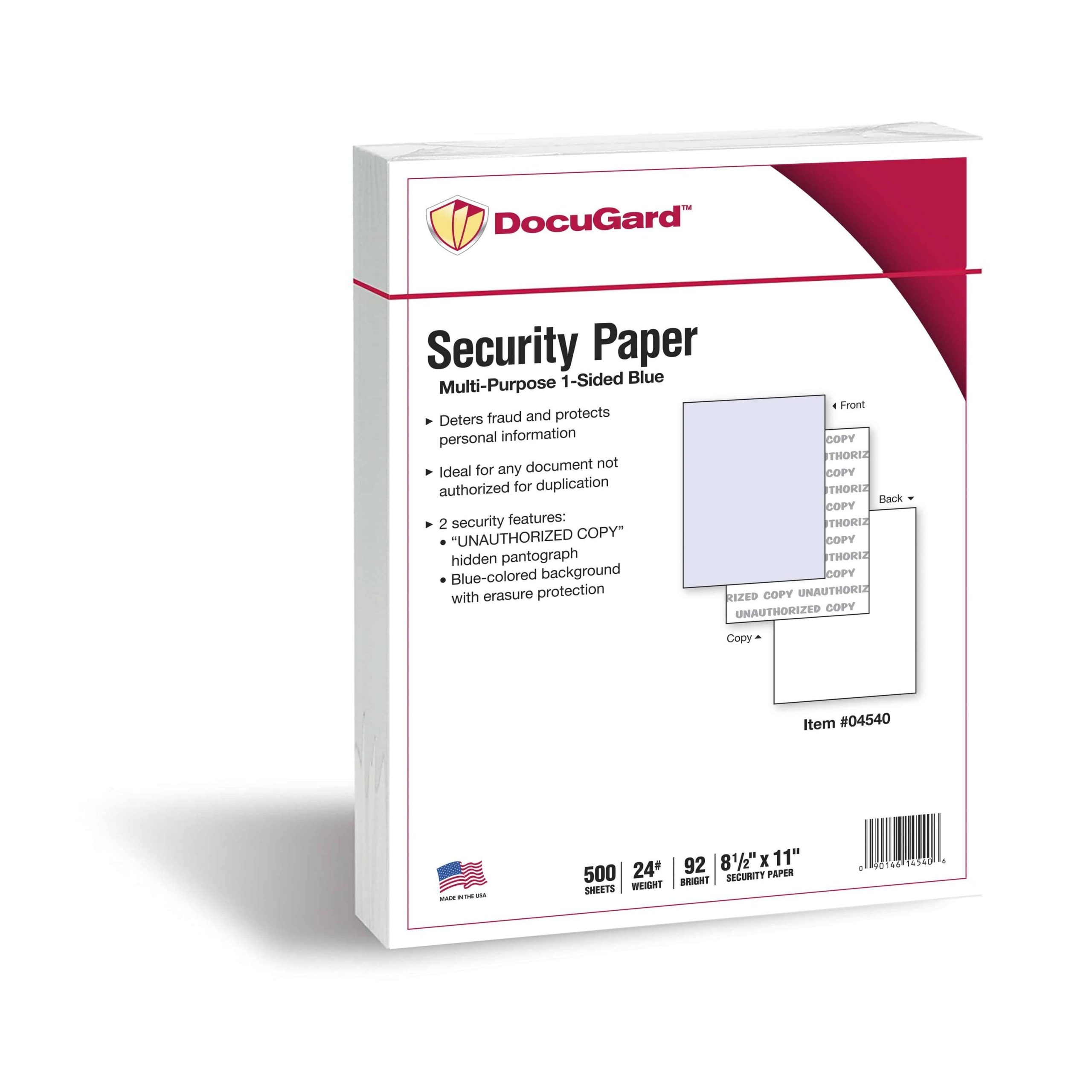 8-1/2'' x 11" Standard Blue Multi-Purpose Security Paper, 2 Security Features, 24# Blue Stock (Carton of 2500) - Image 4
