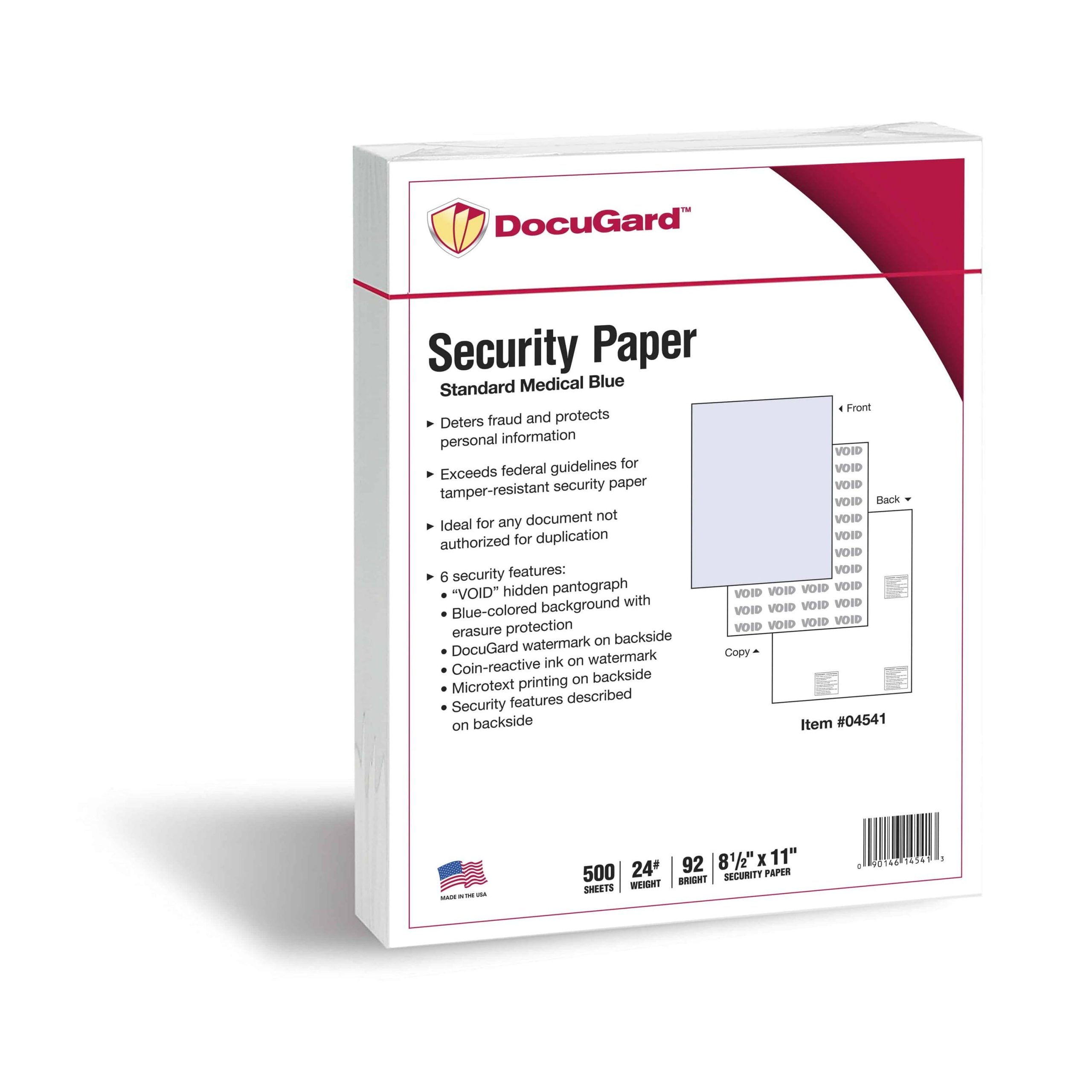 8-1/2'' x 11" Standard Blue Medical Security Paper, 6 Security Features, 24# Blue Stock (Carton of 2500) - Image 6
