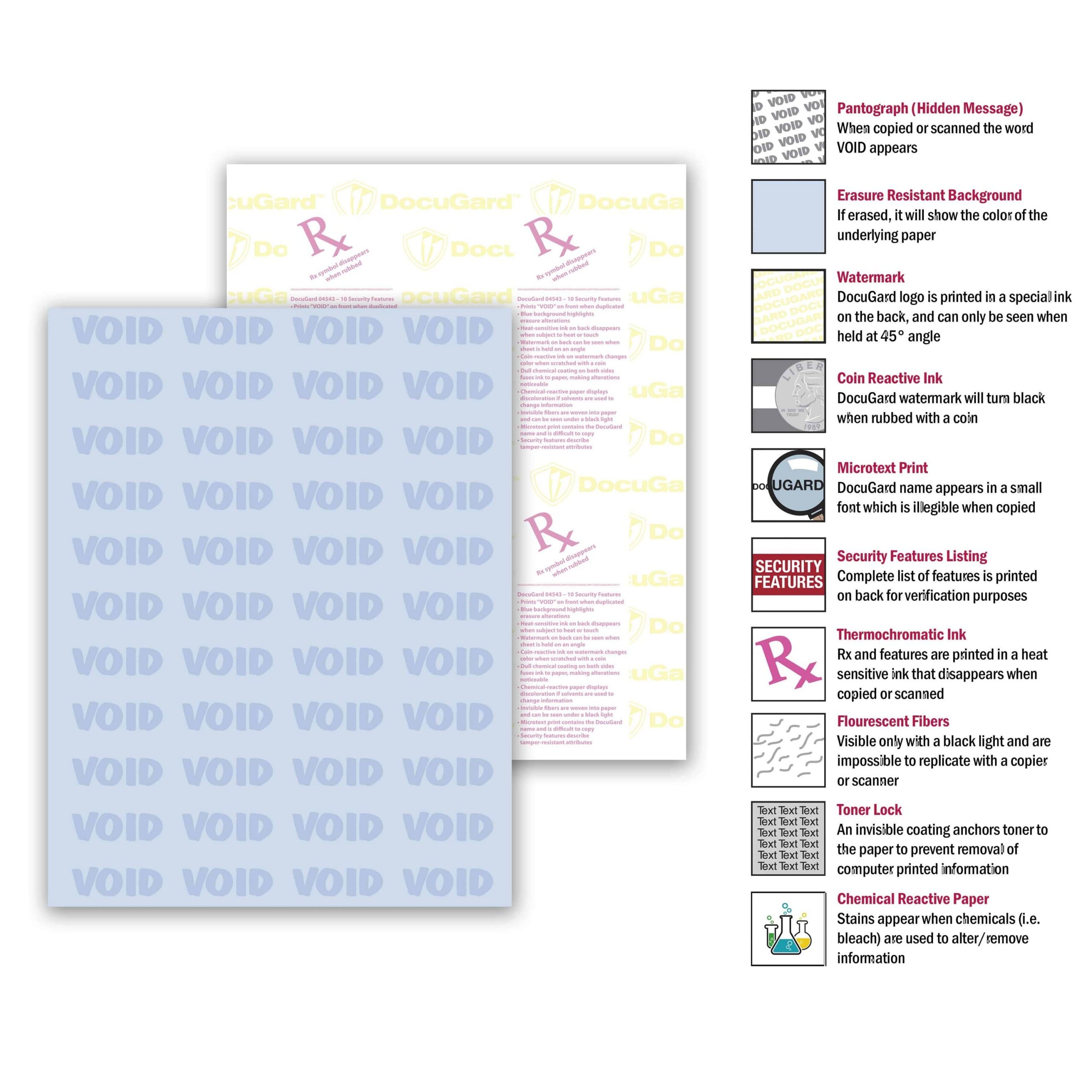 8-1/2'' x 11" Premier Blue Medical Security Paper, 10 Security Features, 24# Blue Stock (Carton of 2500) - Image 9