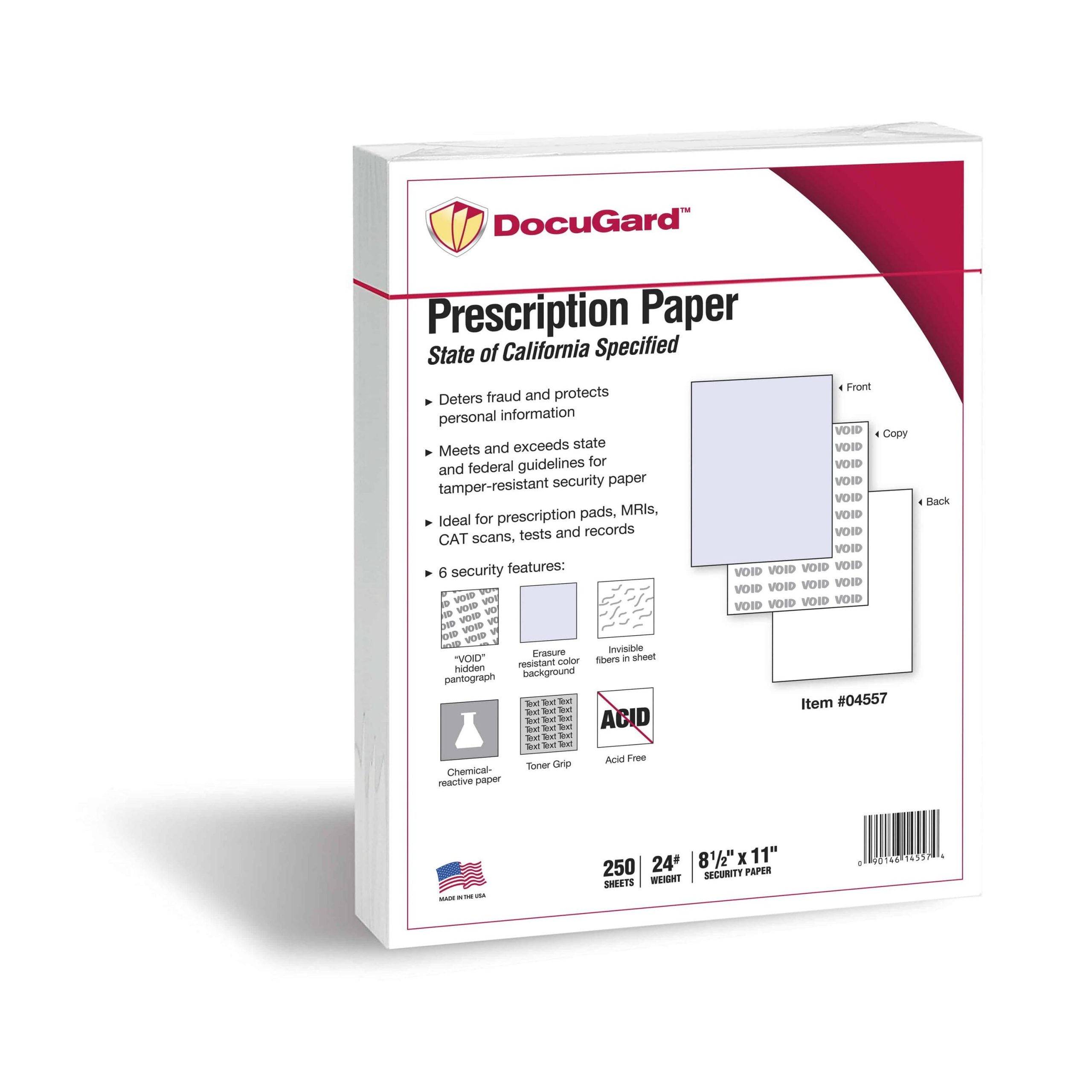 8-1/2'' x 11" State of California Blue Prescription Paper, 1 per Sheet, 6 Security Features, 24# Stock (Carton of 2500) - Image 2
