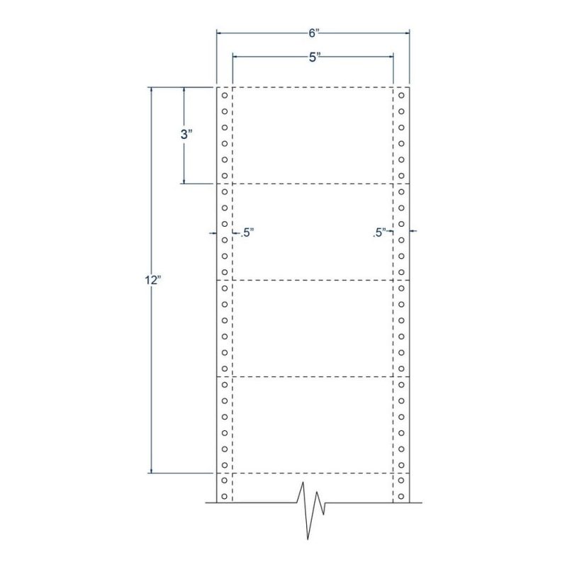 5" x 3" White pinfeed Index Cards, Perfed (4,000 Cards per Carton)