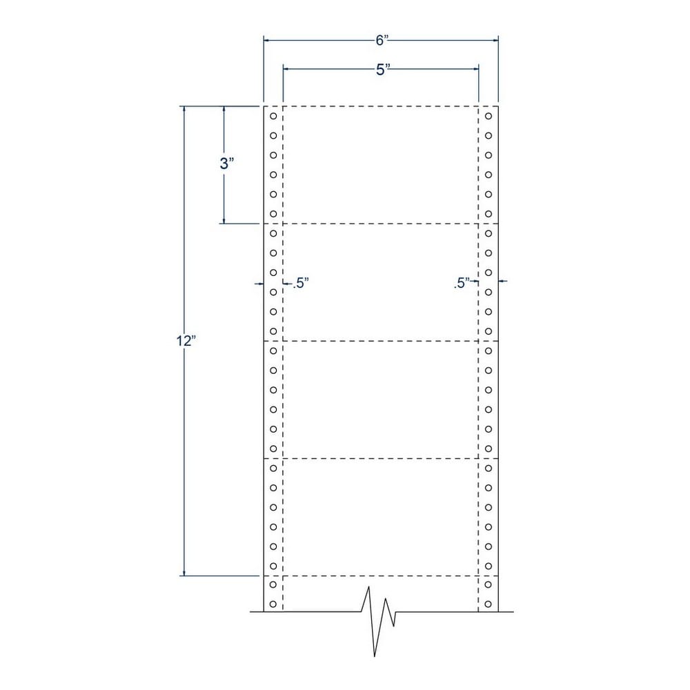 5" x 3" White pinfeed Index Cards, Perfed (4,000 Cards per Carton)