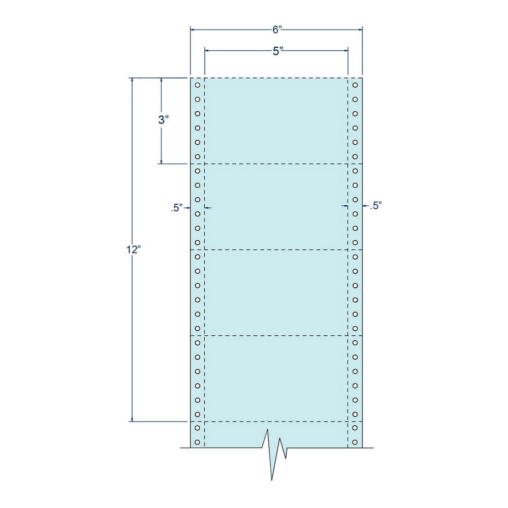 5" x 3" Blue pinfeed Index Cards, Perfed (4,000 Cards per Carton)