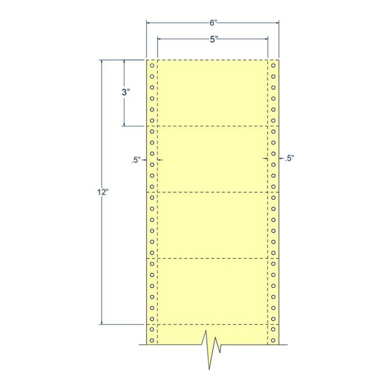 5" x 3" Canary pinfeed Index Cards, Perfed (4,000 Cards per Carton)