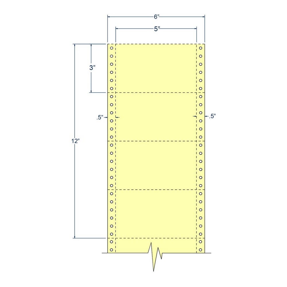 5" x 3" Canary pinfeed Index Cards, Perfed (4,000 Cards per Carton)