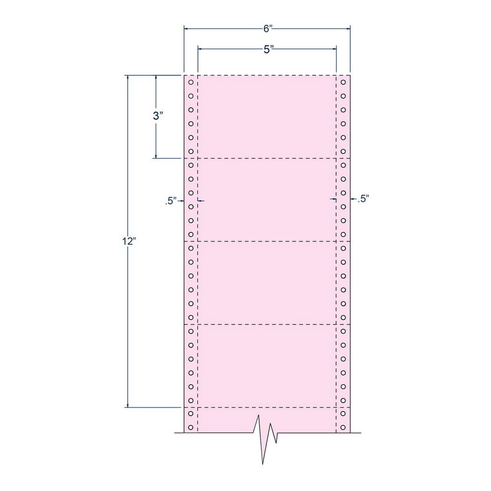 5" x 3" Pink pinfeed Index Cards, Perfed (4,000 Cards per Carton) - Image 2