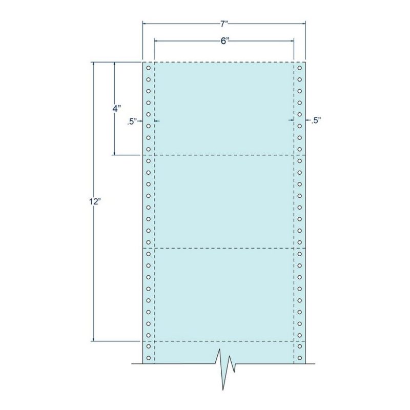 6" x 4" Blue pinfeed Post Cards, Perfed (4,000 Cards per Carton)