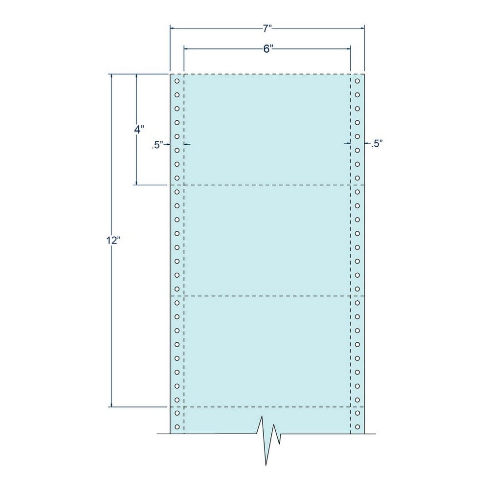 6" x 4" Blue pinfeed Post Cards, Perfed (4,000 Cards per Carton)