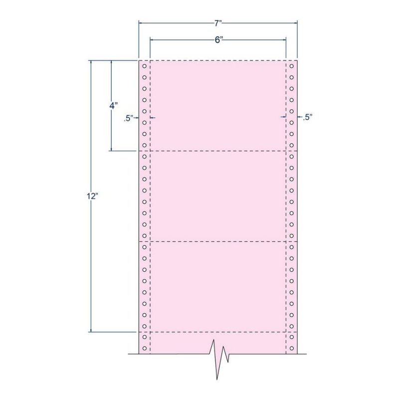6" x 4" Pink pinfeed Post Cards, Perfed (4,000 Cards per Carton)