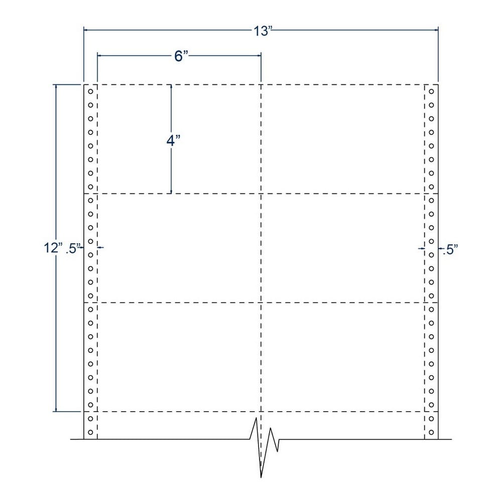 6" x 4" White pinfeed Index Cards, Perfed, Two Across. (6,000 Cards per Carton) - Image 2