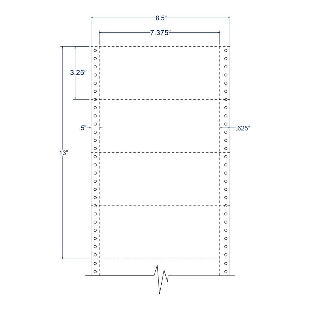 7.375" x 3.25" White pinfeed Index Cards, Perfed (4,000 Cards per Carton) - Image 2