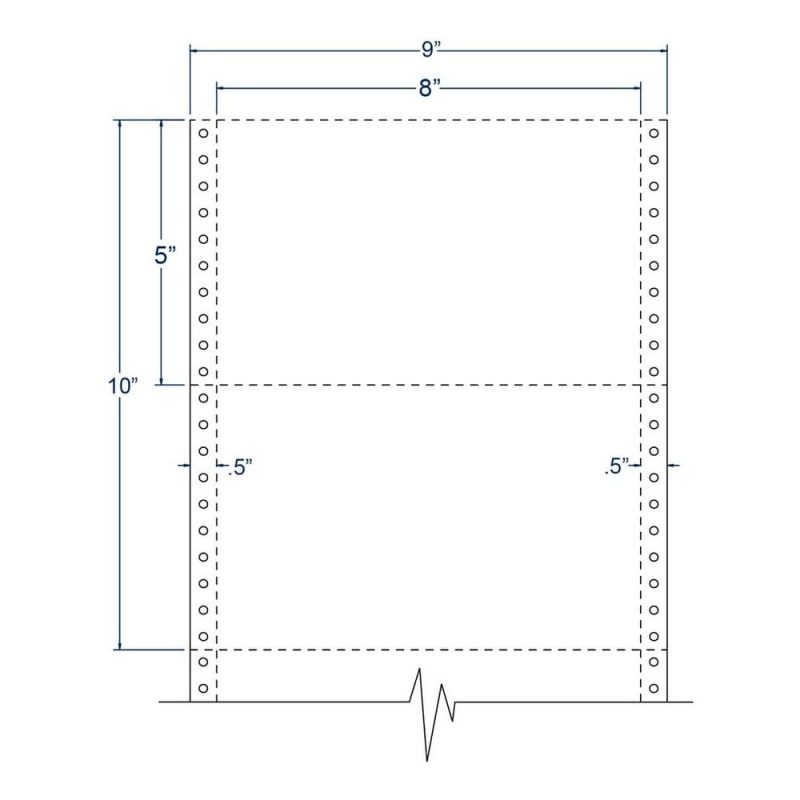 8" x 5" White pinfeed Ledger Cards, Perfed (3,000 Cards per Carton)