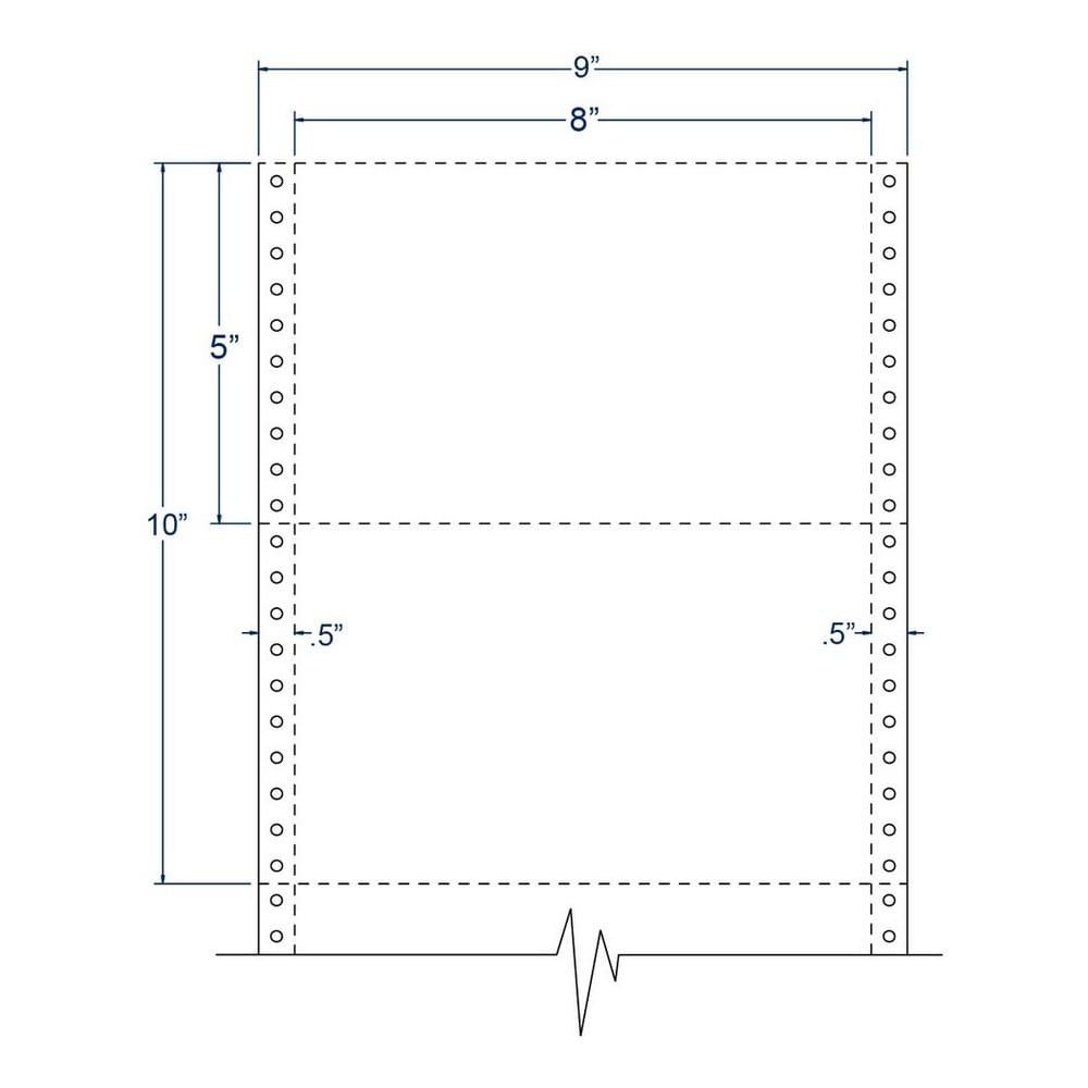 8" x 5" White pinfeed Ledger Cards, Perfed (3,000 Cards per Carton)