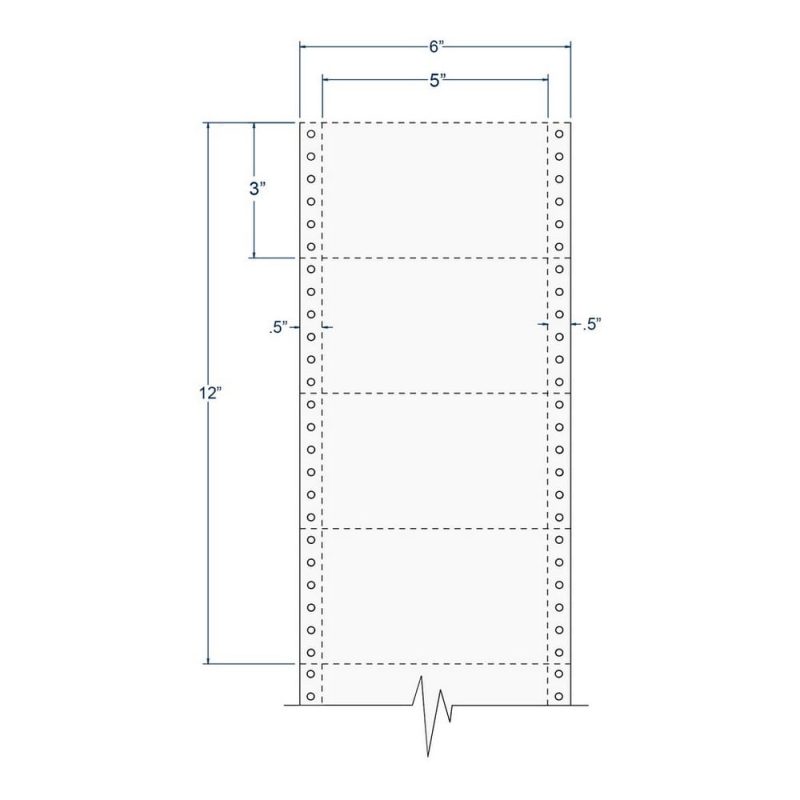 5" x 3" White pinfeed Index Cards, Perfed (5,000 Cards per Carton)