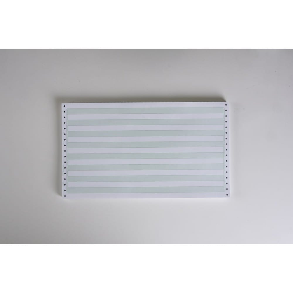 14-7/8" x 8-1/2" (W x H) Continuous 18# Computer Paper, 1/2" Green Bar (Carton of 2800) - Image 2
