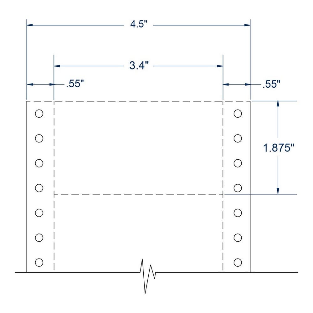 3.4" x 1.875" One Across White pinfeed Postal Tray Tags (12000 Cards per Carton)