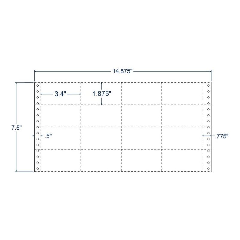3.4" x 1.875" Four Across White pinfeed Postal Tray Tags (16000 Labels per Sheet)