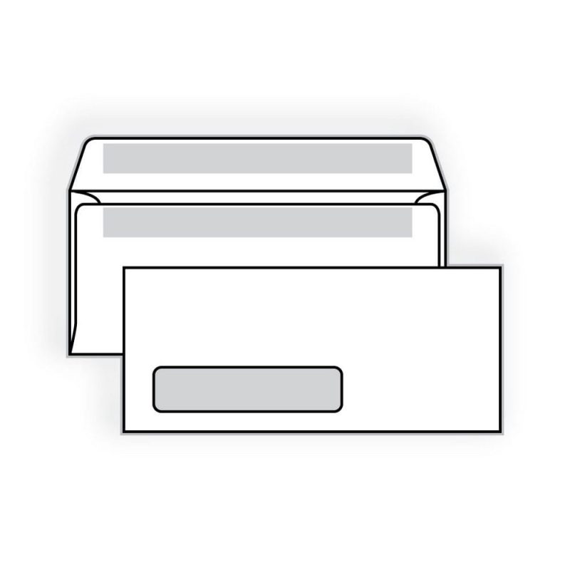 #10 Side Seam Window Pres-Stik, 4-1/8" x 9-1/2", White, Poly Window, Self-Sealing, Flap Extended (Box of 500)
