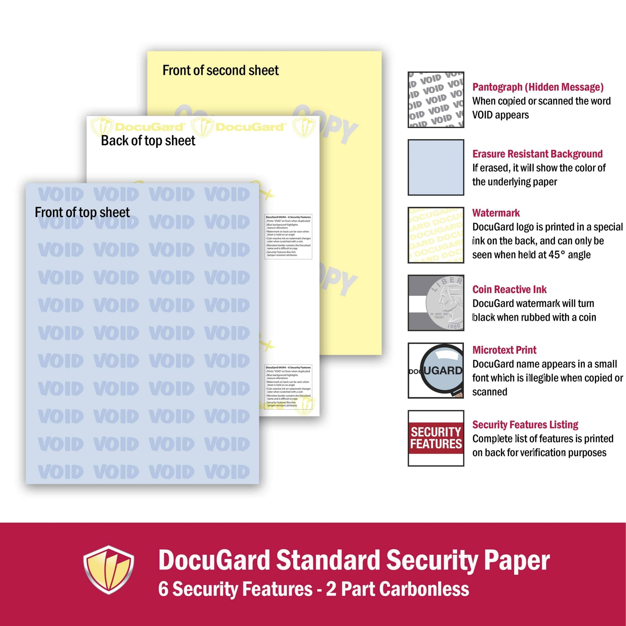 8-1/2'' x 11" Standard 2 Part Medical Security Paper, 6 Security Features, Blue / Canary Stock (Carton of 1250 Sets) - Image 3