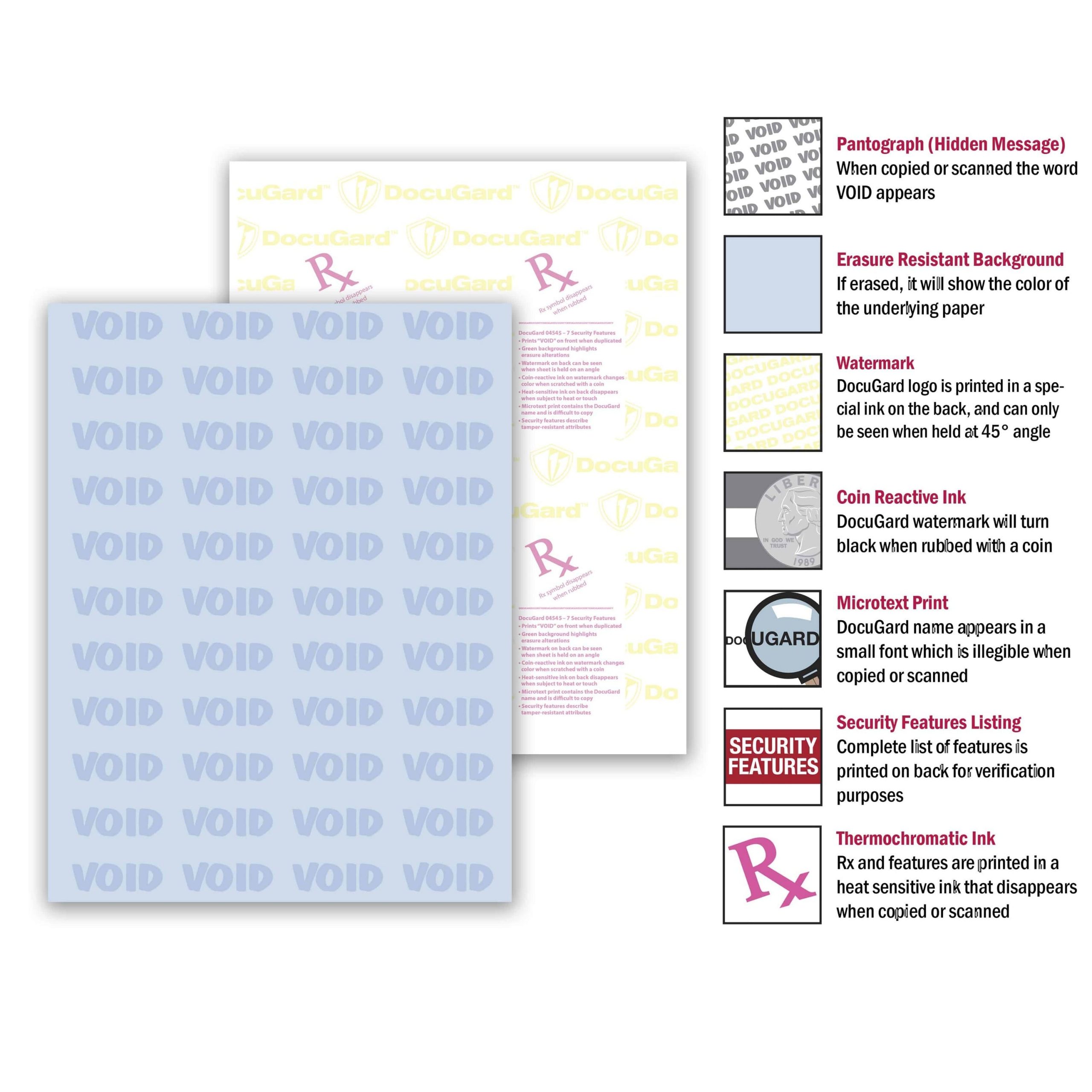 8-1/2'' x 11" Advanced Blue Medical Security Paper, 7 Security Features, 24# Blue Stock (Carton of 2500) - Image 3