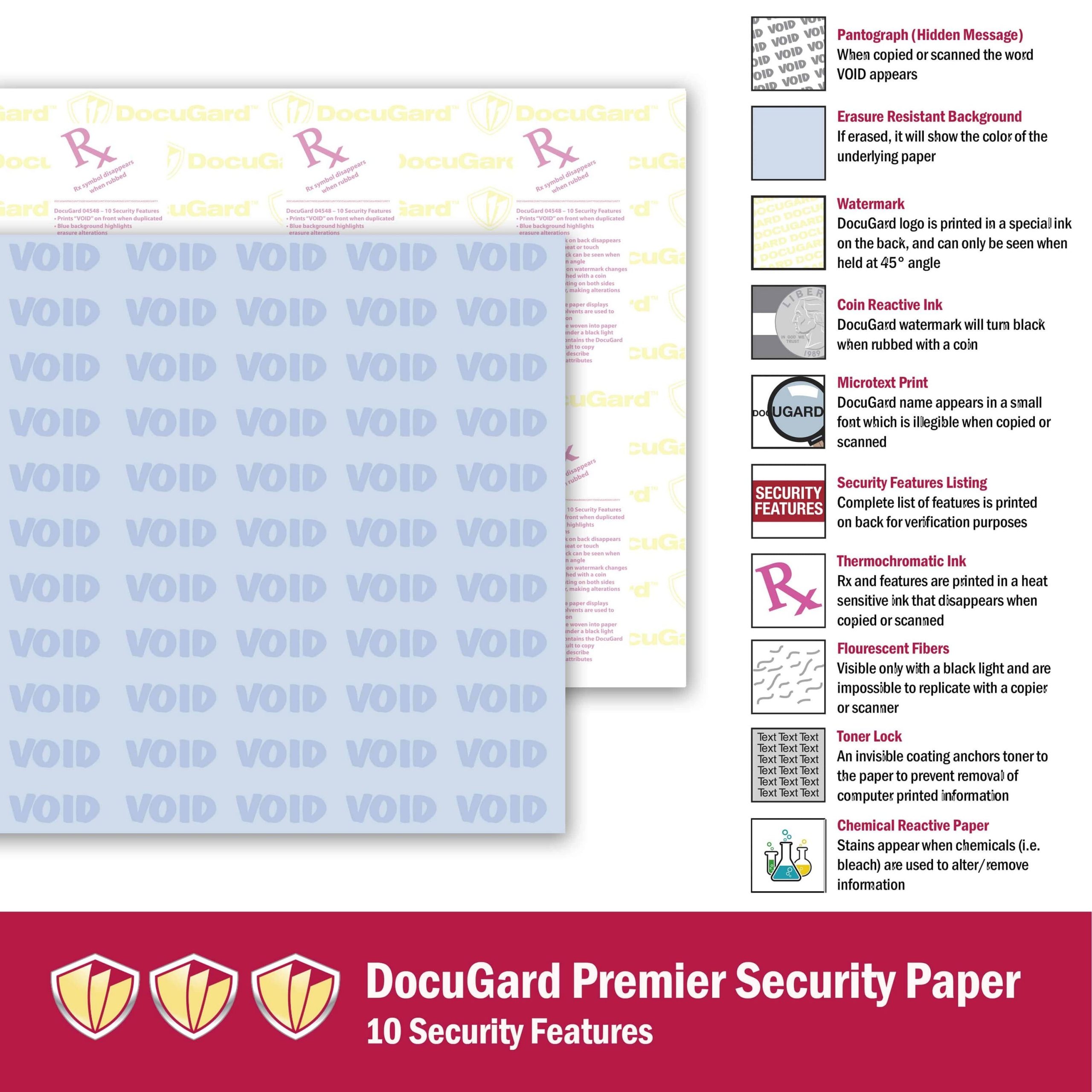 11'' x 17" Premier Blue Medical Security Paper, 10 Security Features, 24# Blue Stock (Carton of 2500) - Image 2