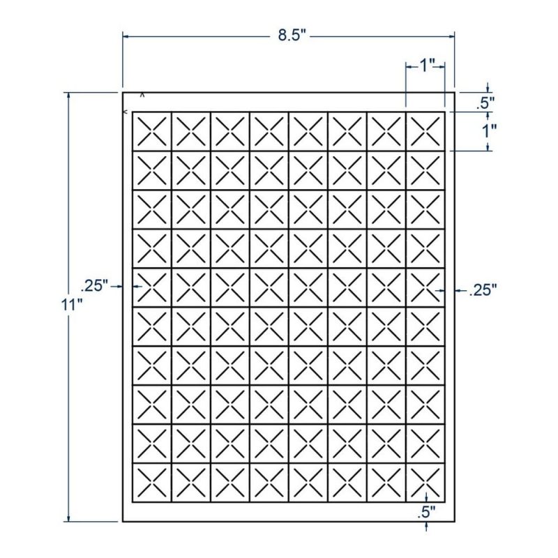 1" x 1" White Price Marking Label w/Tamper Slits, 80 Labels per Sheet (100 Sheets per Carton)