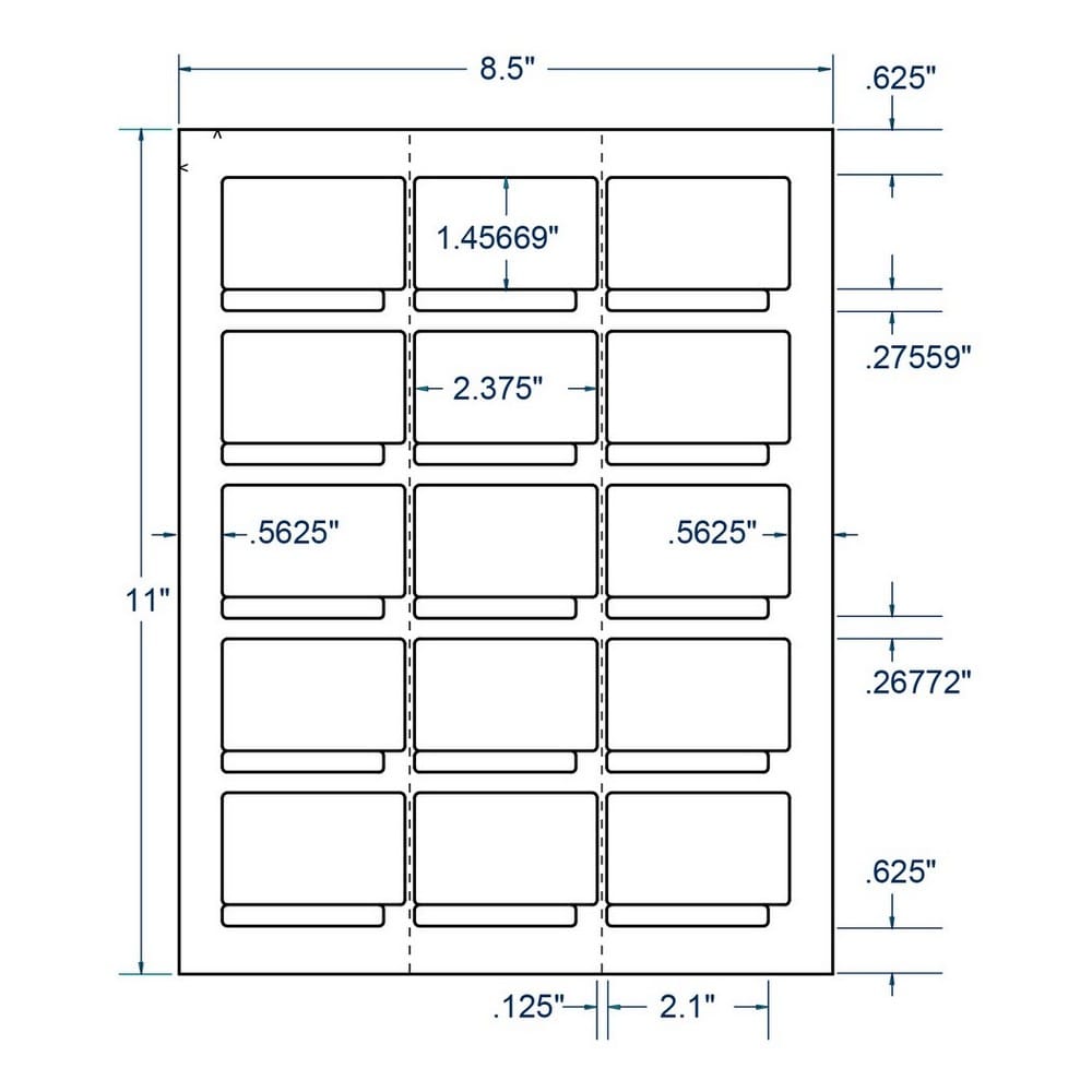 2.375" x 1.45" White 4MM Data Tape Set Removable Label, 15 Labels per Sheet (100 Sheets per Carton) - Image 2