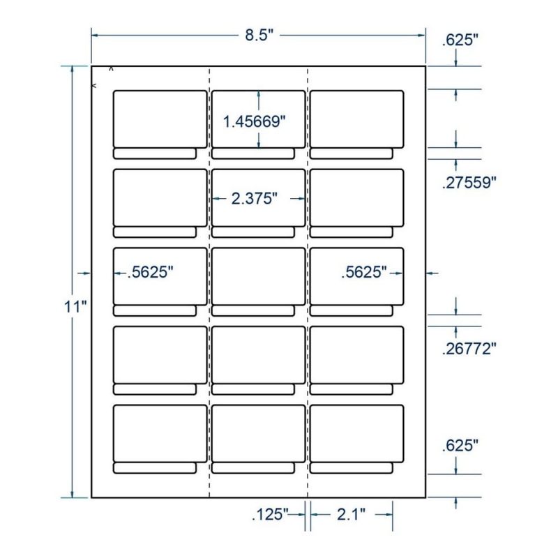 2.375" x 1.45" White 4MM Data Tape Set Removable Label, 15 Labels per Sheet (100 Sheets per Carton)