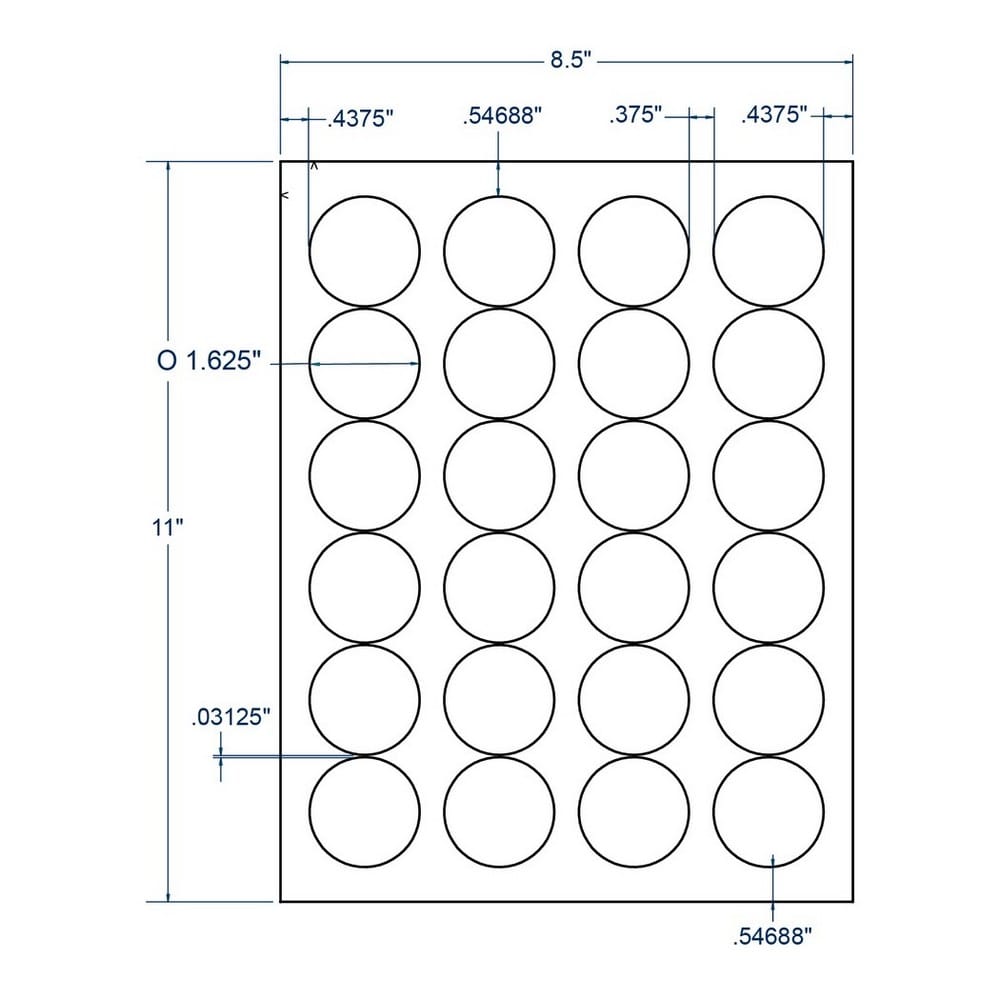 1.625" x 1.625" White Circle Label, 24 Labels per Sheet (100 Sheets per Carton) - Image 2