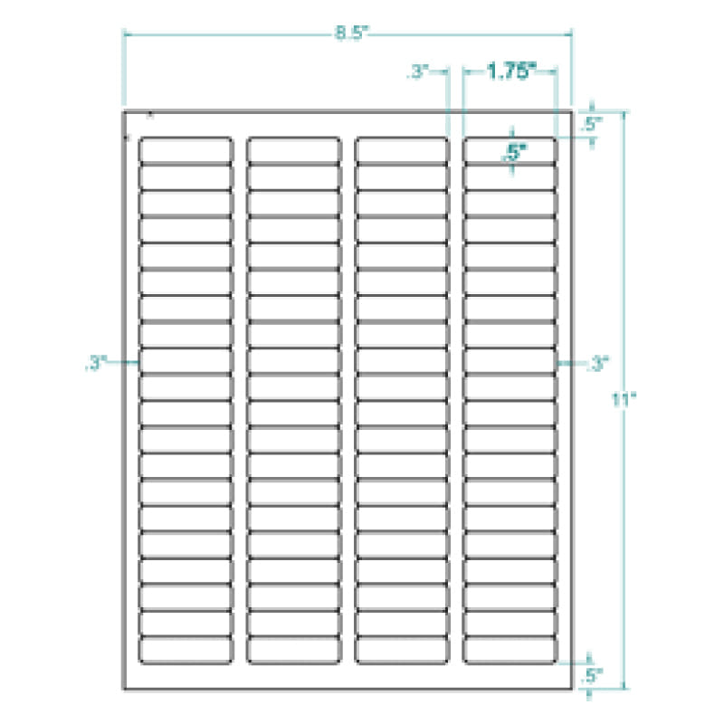 1.75" x 0.5" InkJet Laser Labels, White, (80 Labels per Sheet, 100 Sheets per Carton) - Image 2