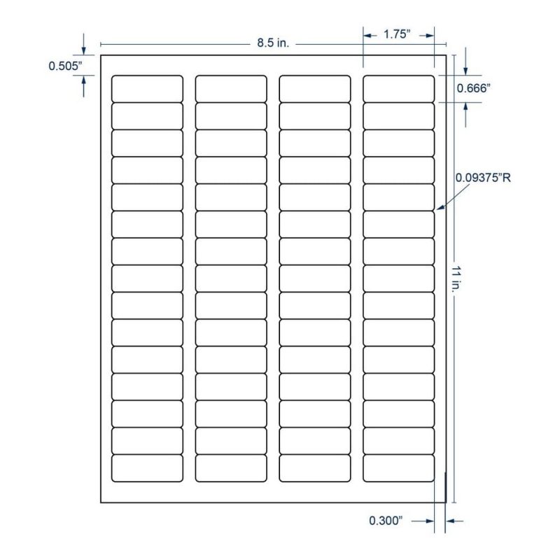 1.75" x 0.666" InkJet Laser Labels, White, (60 Labels per Sheet, 1000 Sheets per Carton)
