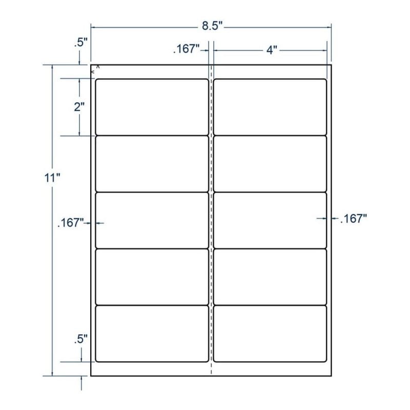 4" x 2" InkJet Laser Labels, White, (10 Labels per Sheet, 250 Sheets per Carton)