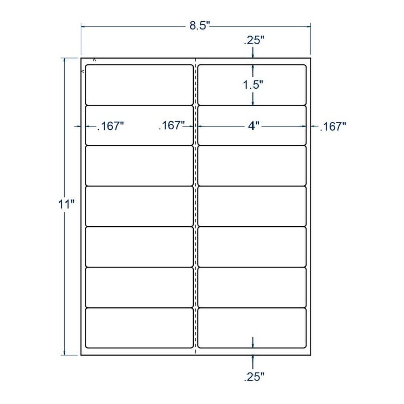 4" x 1.5" InkJet Laser Labels, White, (14 Labels per Sheet, 1000 Sheets per Carton)