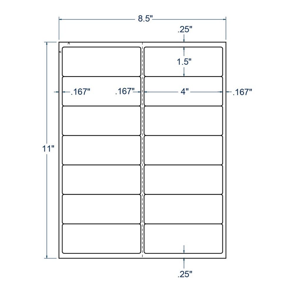 4" x 1.5" InkJet Laser Labels, White, (14 Labels per Sheet, 1000 Sheets per Carton)