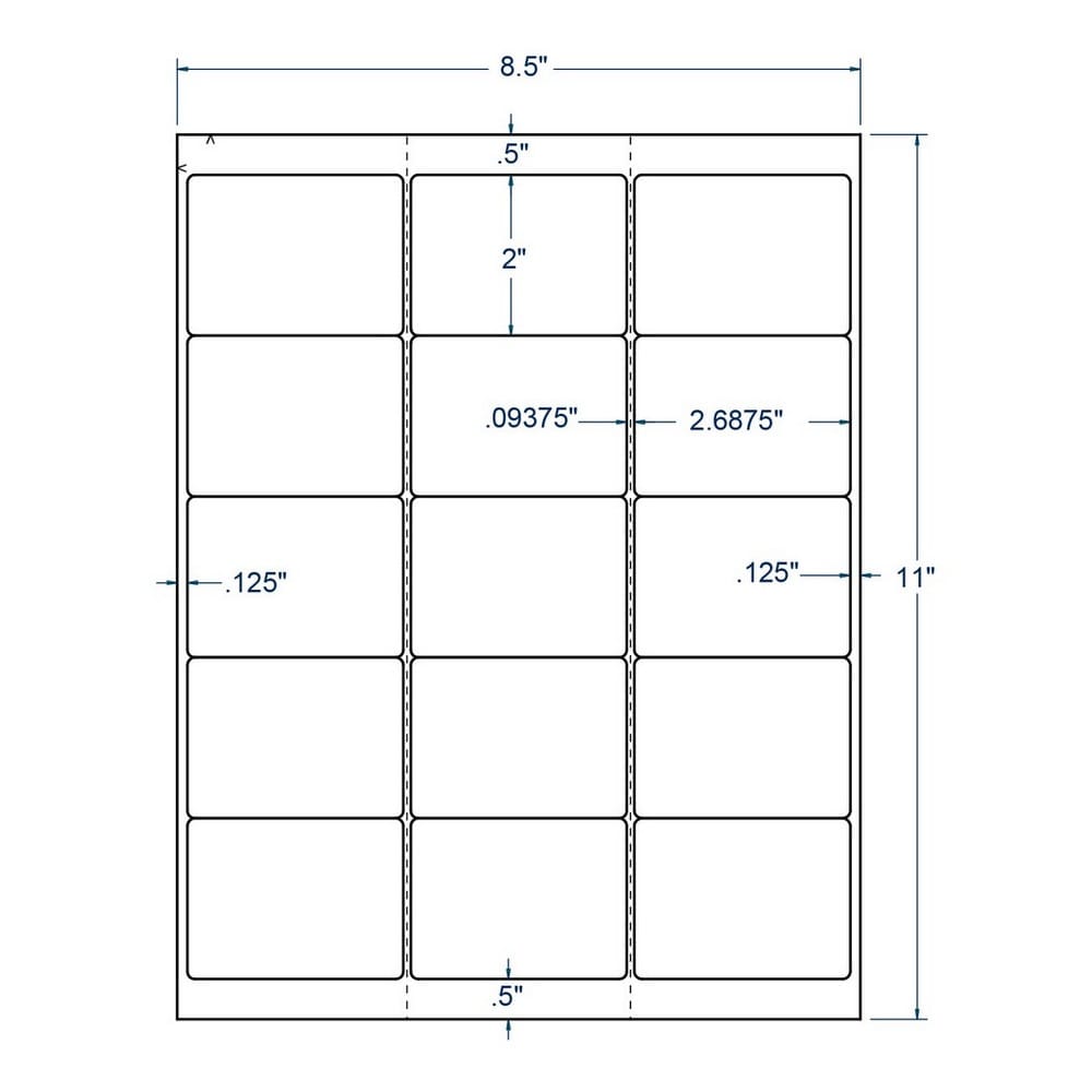 2.6875" x 2" White Non-Wrap 3-1/2 Inch Disk Label, 15 Labels per Sheet (100 Sheets per Carton)