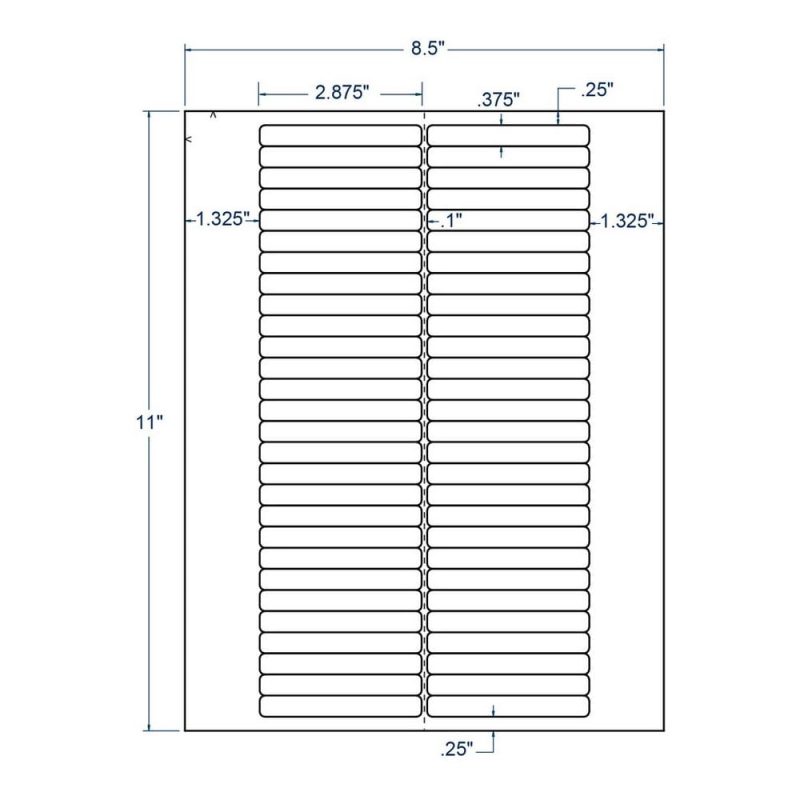 2.875" x 0.375" White 8mm Data Tape Removable Label, 56 Labels per Sheet (100 Sheets per Carton)