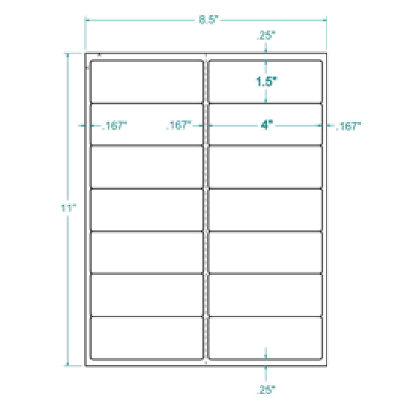 4" x 1.5" InkJet Laser Labels, White, (14 Labels per Sheet, 250 Sheets per Carton) - Image 2