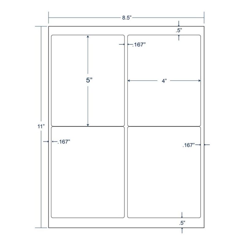 4" x 5" White Shipping Label, 4 Labels per Sheet (400 Labels per Carton)