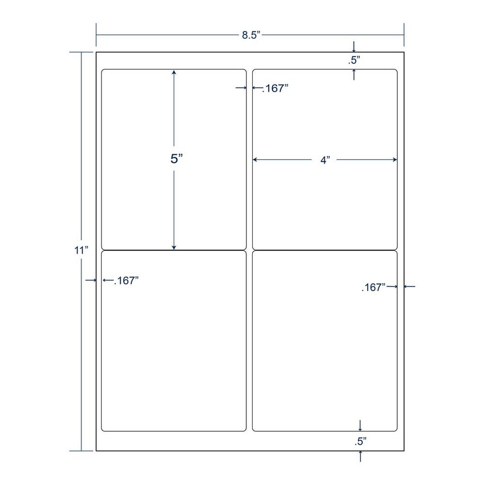 4" x 5" White Shipping Label, 4 Labels per Sheet (400 Labels per Carton)